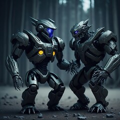 Robot cyborg warrior Generated AI Image