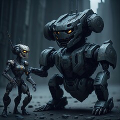 Cyborg robot warrior Generated AI Image