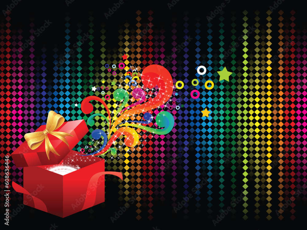 Poster abstract colorful background with magicbox vector illustration