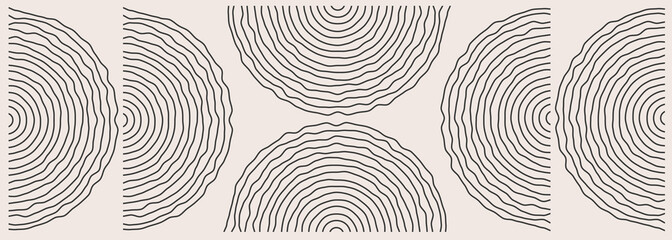 Minimalist trendy abstract creative artistic hand drawn half circles ideal for interior design, wallpaper, poster, background, vector illustration	
