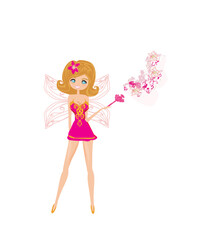 beautiful fairy with magic wand vector graphic