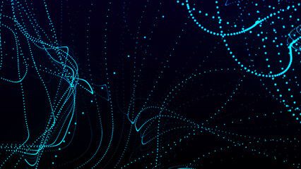 Digital technology background. Dynamic wave of glowing points. Colored music wave. Futuristic background for presentation design. 3d rendering.
