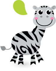 Happy striped Zebra. Vector cartoon Illustration