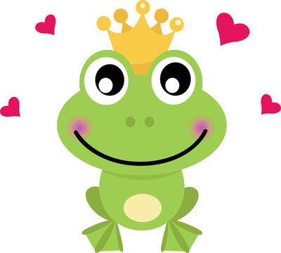 Frog prince. Vector cartoon illustration
