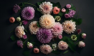  a bunch of flowers that are laying on a table together.  generative ai