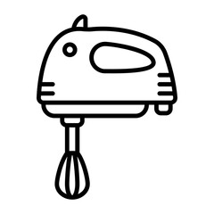 Cream Blender Tool vector line icon design, Bakery and Breadsmith symbol, Cuisine Maestro sign, food connoisseur stock illustration, Electric Egg Beater Machine concept