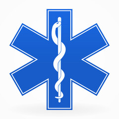 Blue Paramedic Illustration with snake isolated on white
