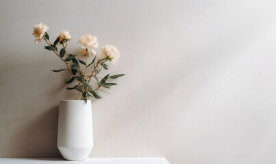  a white vase filled with flowers on top of a table.  generative ai