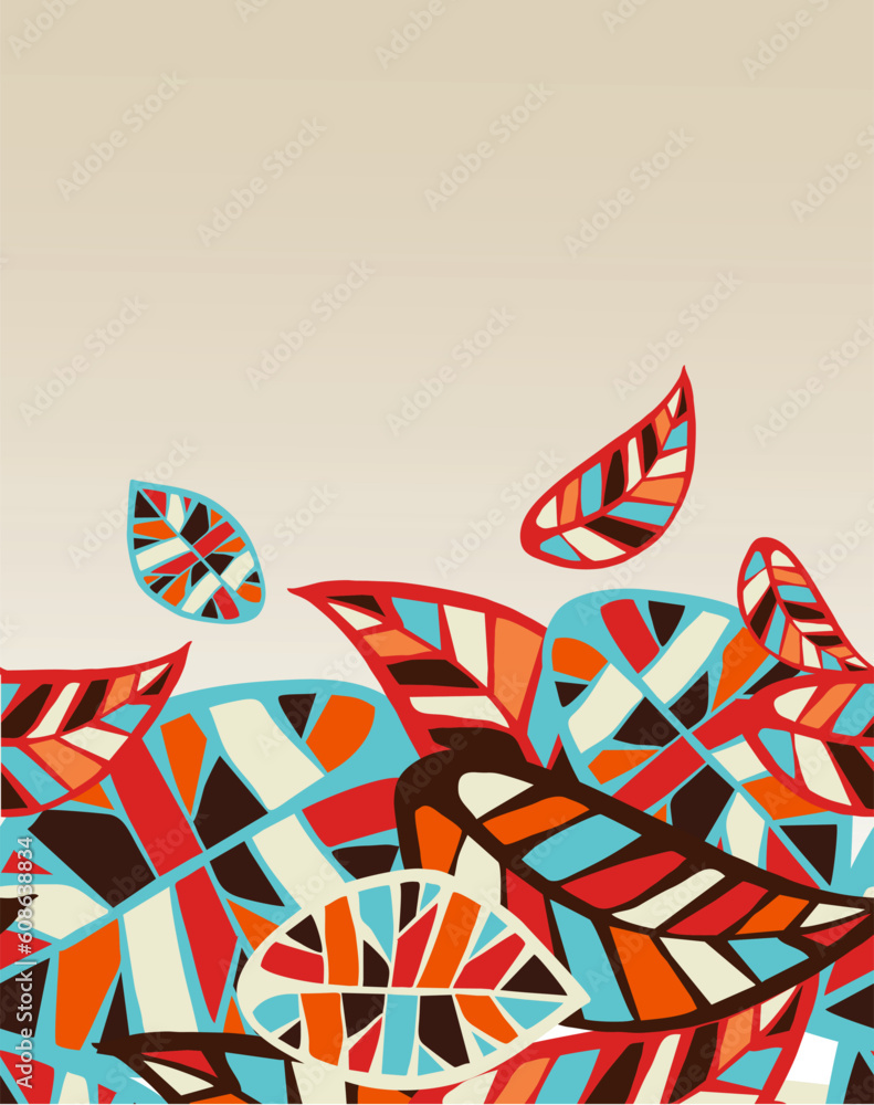 Poster abstract colorful leaves background. vector file layered for easy manipulation and coloring.