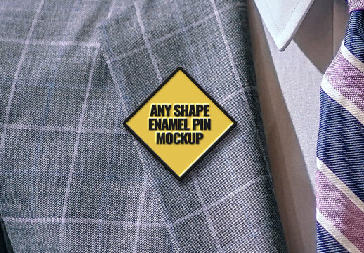 Enamel Pin Mockup Template Card Logo Soft Apparel Clothes