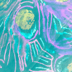 Neon Peacock Outline. Psychedelic Bird