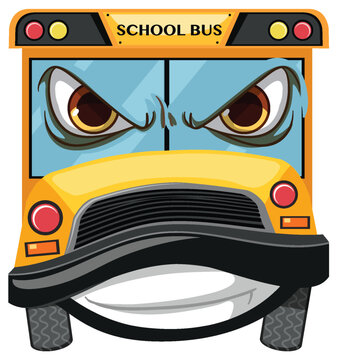 School bus with facial expression
