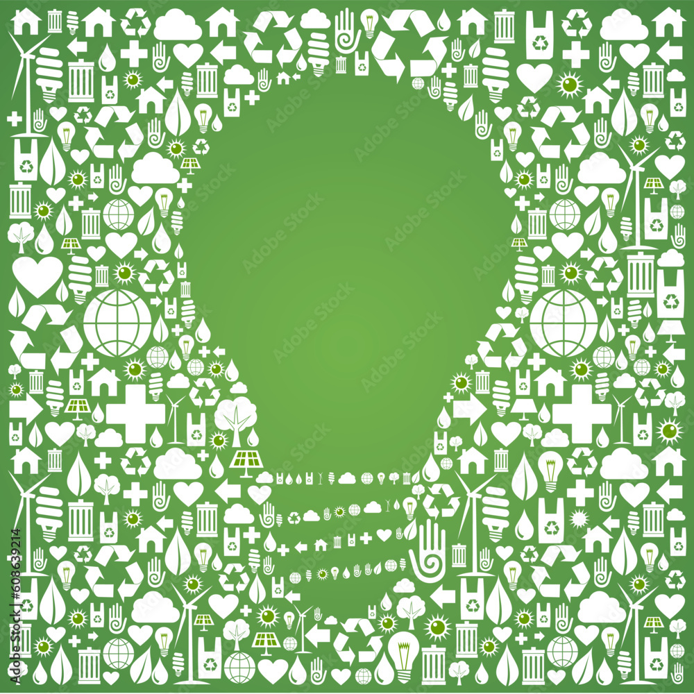 Poster light bulb symbol over green icons set background. vector file available.