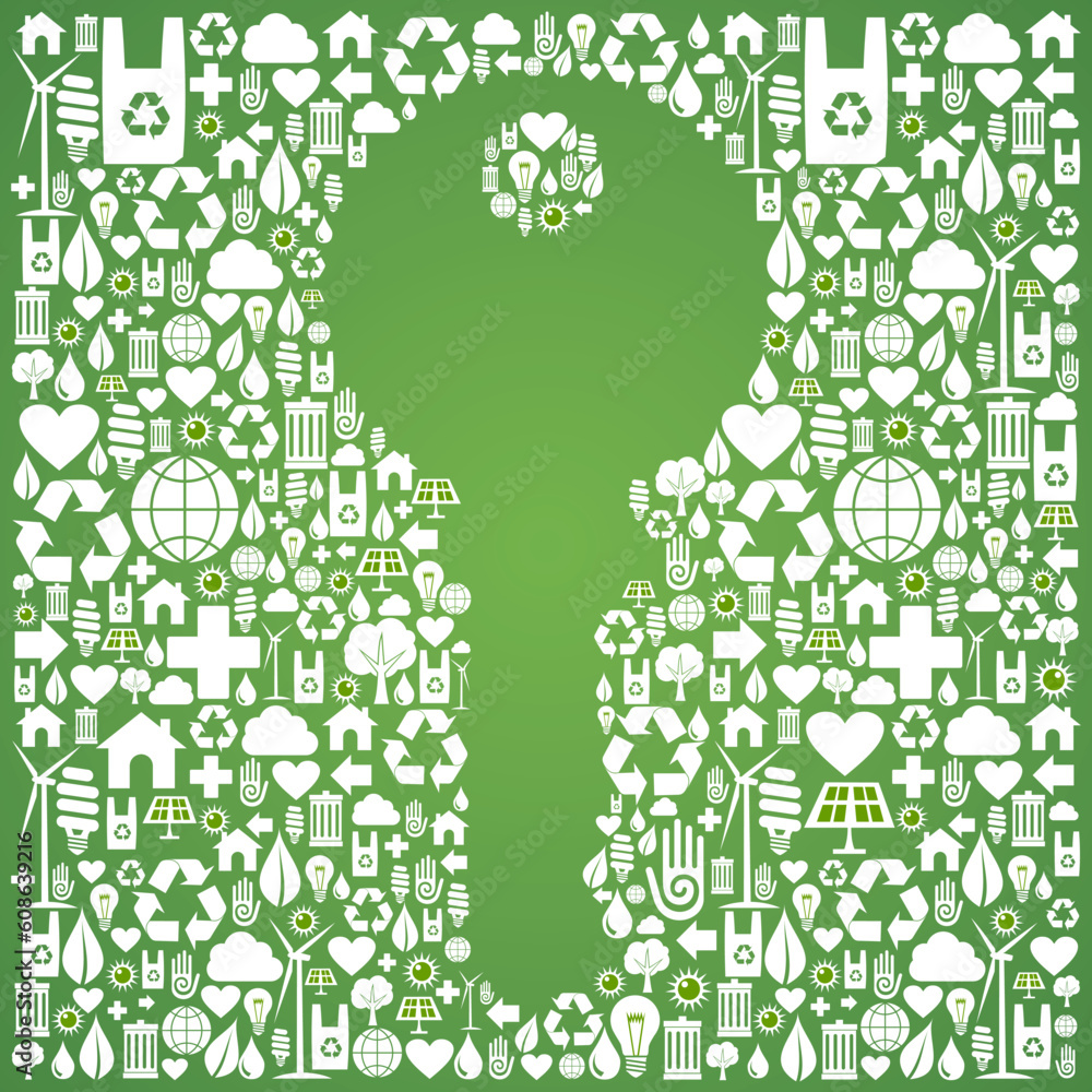 Poster green icons set in key symbol background. vector file available.