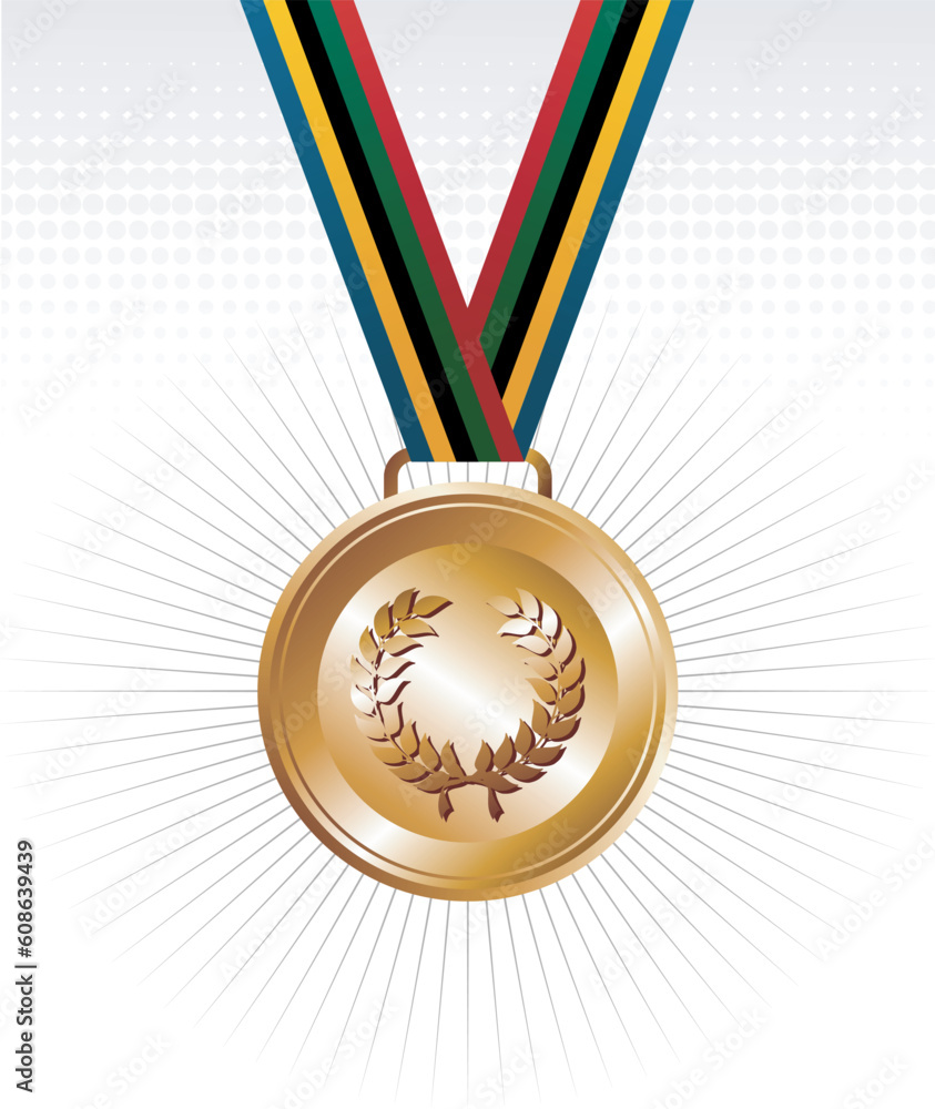 Poster sport gold medal with ribbon elements set background. vector file layered for easy manipulation and 