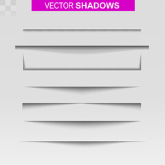 Shadow realistic effect on paper. Set of shadows. Separate components. Tint for advertising and advertising messages on a transparent background. Vector illustration, EPS 10.