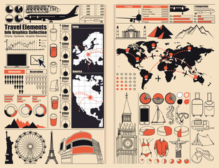 Travel and Holiday icons, vector info graphics