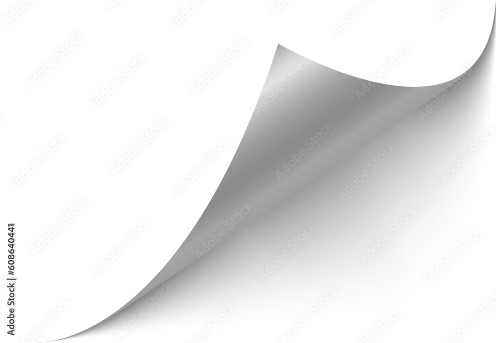 Poster curved page corner with shadow on a transparent background. simple image insertion. the element for 