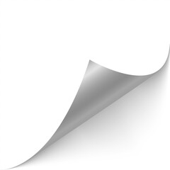 Folded paper. Curved corner paper with shadow. White page rotates bottom right on transparent background. The element for advertising and advertising messages. Simple image insertion.