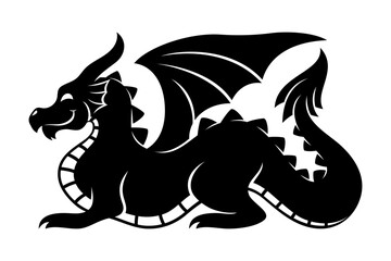 Sign of a black dragon on a white background.	