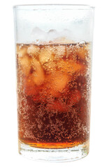 cola soft drink in glass isolated