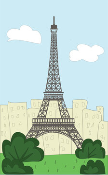 vector illustration: Cartoon Eiffel tower