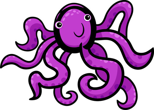 cartoon doodle illustration of cute marine octopus