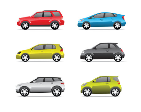 Cars icons set isolated on white background, no transparencies.