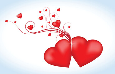 Two red hearts - symbol of love