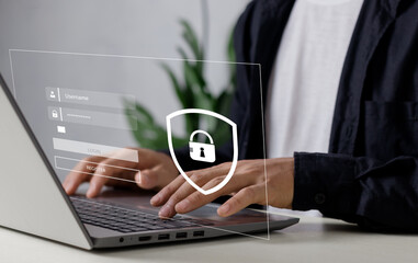 Concept of cyber security, information security and encryption, secure access to user's personal information..