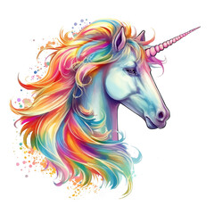 Obraz na płótnie Canvas Unicorn Fantasy Illustration of a Magnificent and Beautiful Magical Unicorn Clipart Ai Generiert