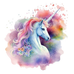 Naklejka na ściany i meble Unicorn Fantasy Illustration of a Magnificent and Beautiful Magical Unicorn Clipart Ai Generiert