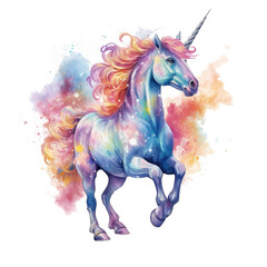 Fototapeta na wymiar Unicorn Fantasy Illustration of a Magnificent and Beautiful Magical Unicorn Clipart Ai Generiert