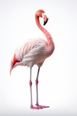 Fototapeta premium Flamingo full body, isolated on white background. generative AI