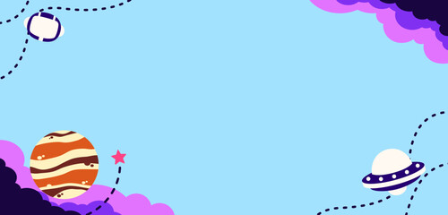 Banner with outer space theme. Vector illustration design