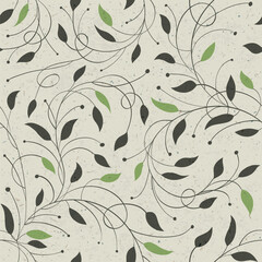 Seamless ecology pattern with leaves. Vector, EPS10