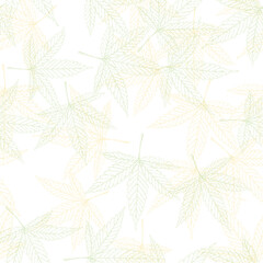 Hemp leaves seamless pattern, vector, EPS8