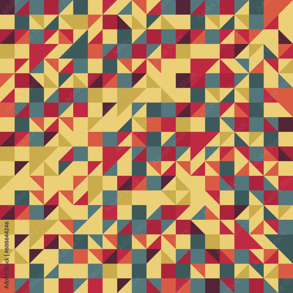 Poster geometric seamless pattern with triangles and squares