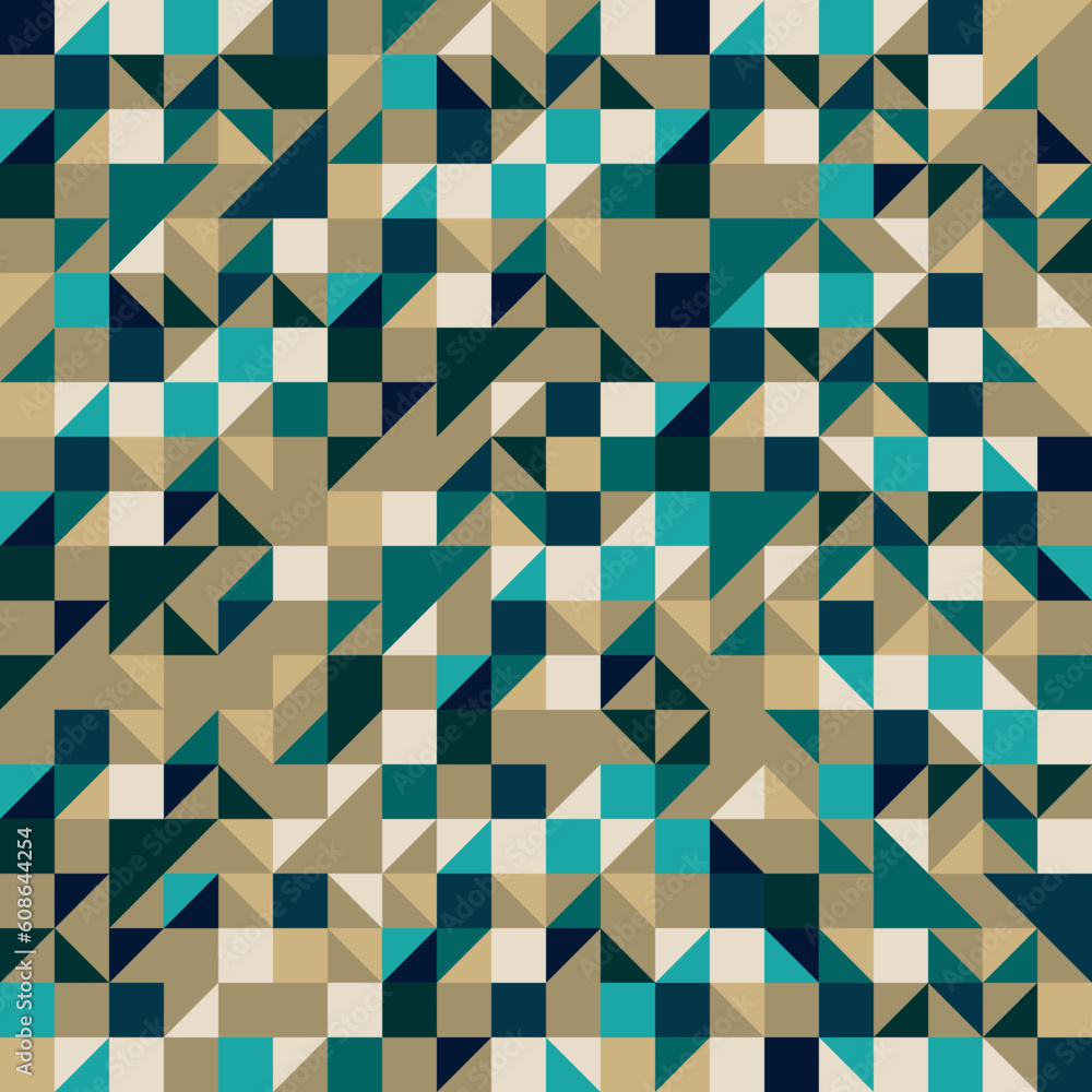 Poster geometric seamless pattern with triangles and squares