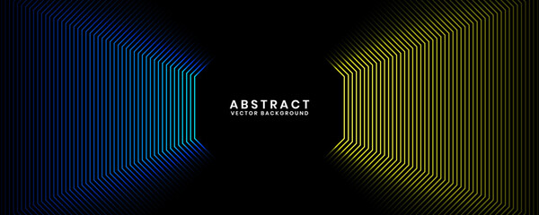 3D blue yellow techno abstract background overlap layer on dark space with octagon stripes shape decoration. Modern graphic design element future style concept for flyer, card, or brochure cover