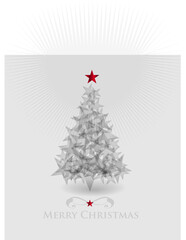 Fototapeta na wymiar Illustration o fabstract vector christmas tree with glowing red stars