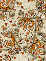 vector seamless pattern with autumn leaves, fully editable eps 8 file with clipping mask, pattern in swatch menu