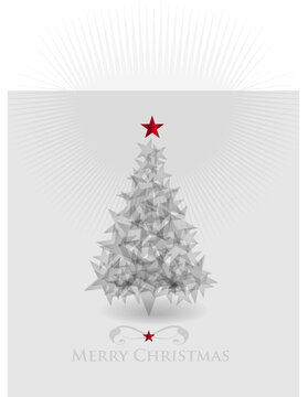 Illustration o fabstract vector christmas tree with glowing red stars