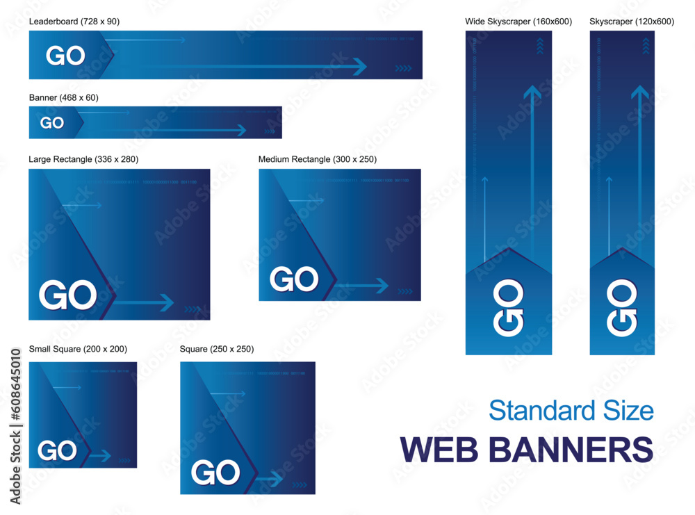 Poster standard size web banners collection, all the elements can be scaled to any size without loss of res