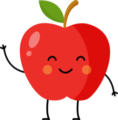 Vector picture of cute apple isolated on white background.