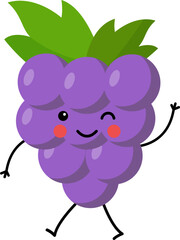 Vector picture of cute purple grapes isolated on white background.