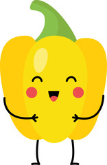 Vector picture of cute yellow pepper isolated on white background.