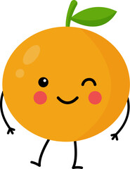 Vector picture of cute orange isolated on white background.