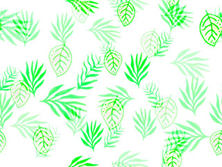 Retro Seamless Palm Tree. Tropical Tree Pattern. Olive Monstera Leaf Seamless. Leaves Banana Background. Emerald Leave Wind. Mint Tropical Jungle Background.