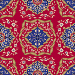 Folk pattern. Mandala. Seamless pattern tile with mandalas. Vintage decorative elements. Hand drawn background. Islam, Arabic, Indian, ottoman motifs. Perfect for printing on fabric or paper.